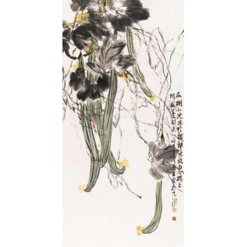 王福林国画花鸟瓜棚小院凉字画之家