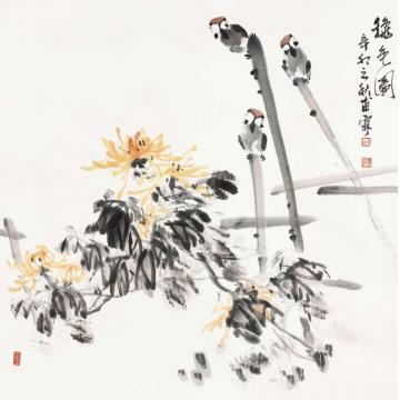 王福林国画花鸟秋色图字画之家