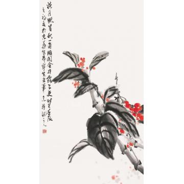 王福林国画花鸟淡月疏星秋一角字画之家