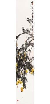 王福林国画花鸟一树金丸晚翠枝字画之家