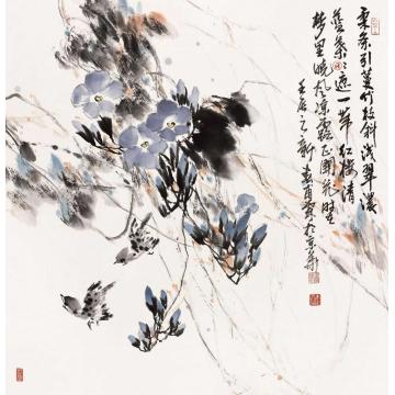 王福林国画花鸟柔条引蔓竹枝斜字画之家