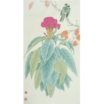 崔佳丽国画花鸟《霞彩》字画之家