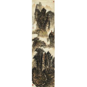 王晓国画山水秋韵图 146X36cm字画之家