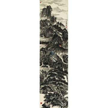 王晓国画山水丛山叠岭图 146X36cm字画之家