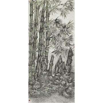 王晓国画山水竹荫底下有蛙声150X68cm字画之家