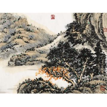 王晓国画山水山水册页之一  48×39cm字画之家