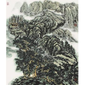 王晓国画山水早霜  69×69cm字画之家
