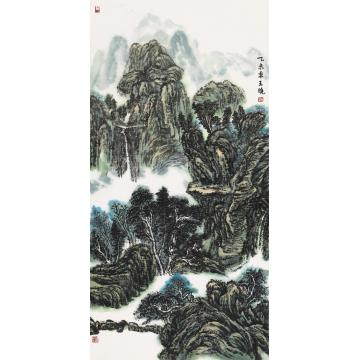 王晓国画山水故乡的云 139×68cm字画之家