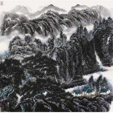 王晓国画山水初冬 69×69cm字画之家