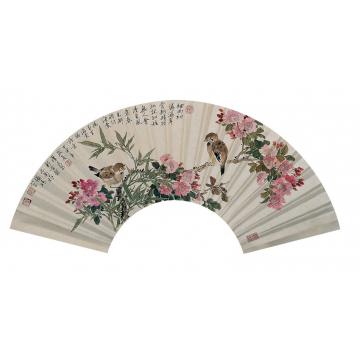 李泽民国画花鸟44海棠双雀-3字画之家