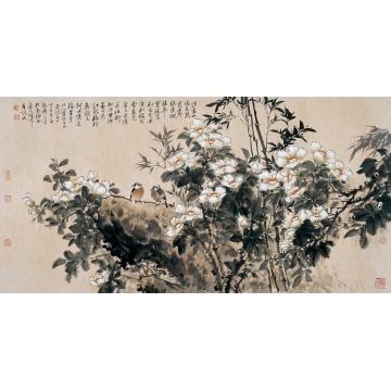 李泽民国画花鸟27宫粉  雪裹花字画之家
