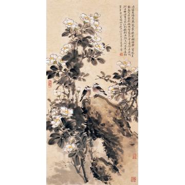 李泽民国画花鸟15茶花双鸟字画之家