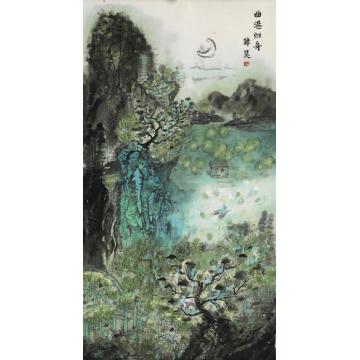 韩昊国画山水曲港归舟字画之家