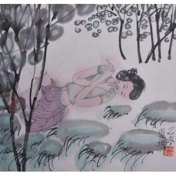 吴扬国画人物林中仙子字画之家