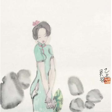 吴扬国画人物纨扇字画之家