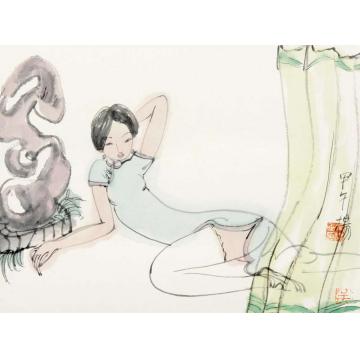吴扬国画人物午睡迟迟字画之家
