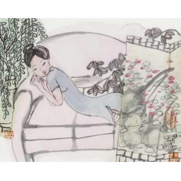 吴扬国画人物春困字画之家