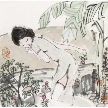 吴扬国画人物蕉叶字画之家