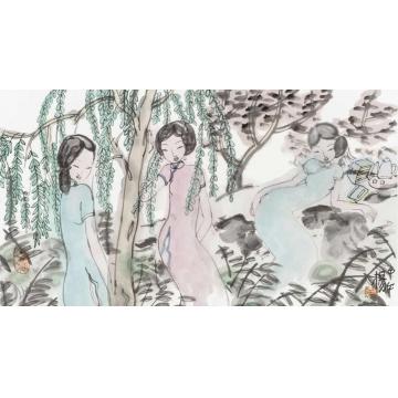 吴扬国画人物细柳字画之家