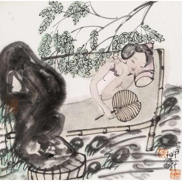 吴扬国画人物夏眠字画之家