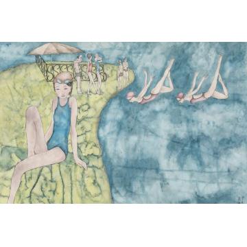 吴扬国画人物夏吟图之一（跃）字画之家