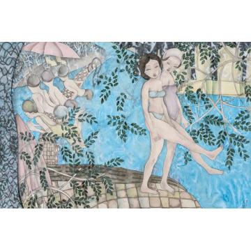 吴扬国画人物夏吟图之二（嬉）字画之家