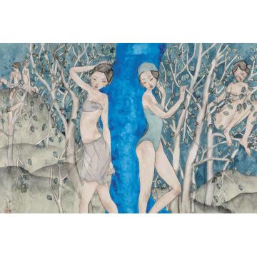 吴扬国画人物夏吟图之四（兰）字画之家