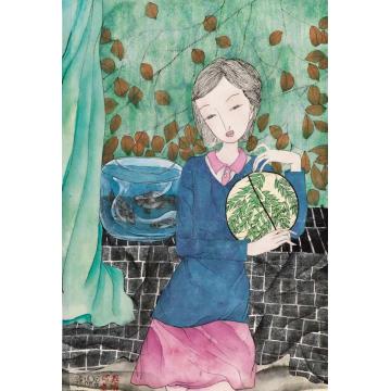 吴扬国画人物红裙子字画之家