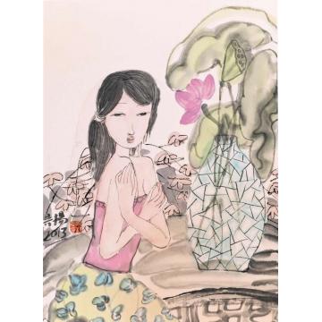 吴扬国画人物莲字画之家