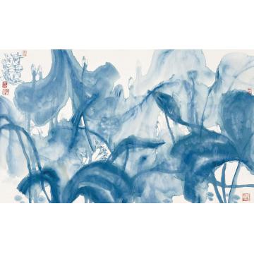 叶菩题国画花鸟荷塘月色001字画之家