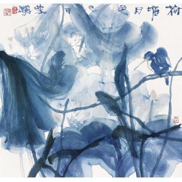 叶菩题国画花鸟荷塘月色002字画之家