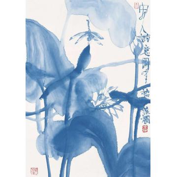 叶菩题国画花鸟宋人诗意图001字画之家