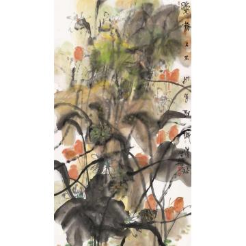 叶菩题国画花鸟晚荷字画之家