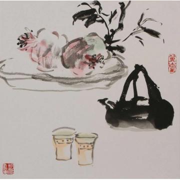 许朝旭国画花鸟石榴图字画之家