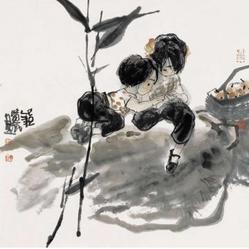 杜觉民国画人物勤学图字画之家