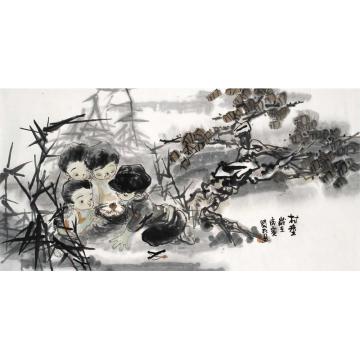 杜觉民国画人物村童3字画之家