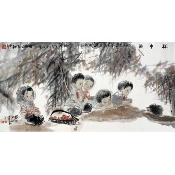 杜觉民国画人物林中曲字画之家