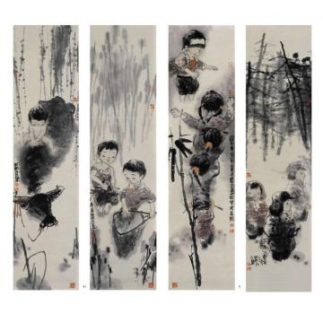 杜觉民国画人物春夏秋冬2字画之家