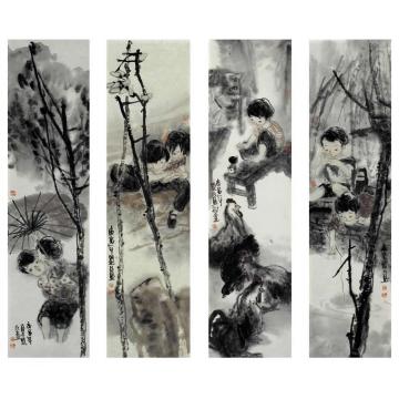 杜觉民国画人物村童3字画之家