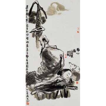 杜觉民国画人物静心图字画之家