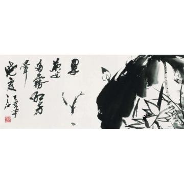 周之江国画花鸟白荷游鱼图字画之家
