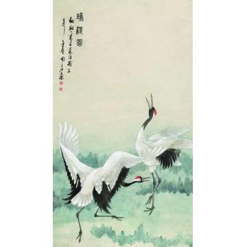 周之江国画花鸟瑞鹤图字画之家