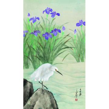 周之江国画花鸟白鹭春水字画之家