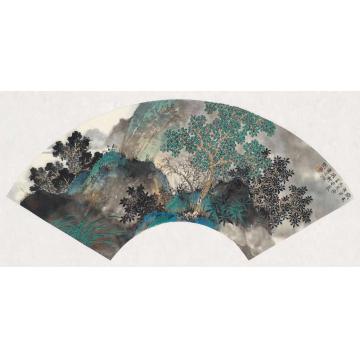 刘旭国画山水扇面01字画之家