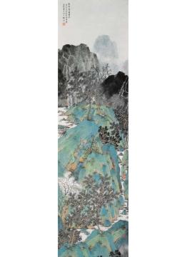 刘旭国画山水瀑布出云韵独清字画之家