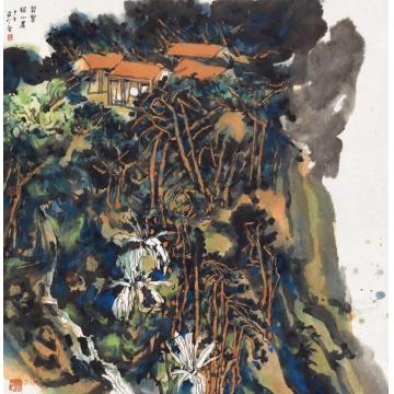 庄小尖国画山水翡翠绿山居字画之家
