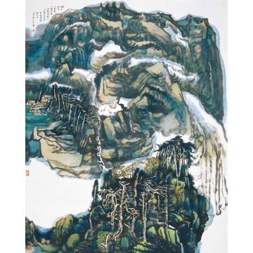 庄小尖国画山水高天如洗山色黛字画之家