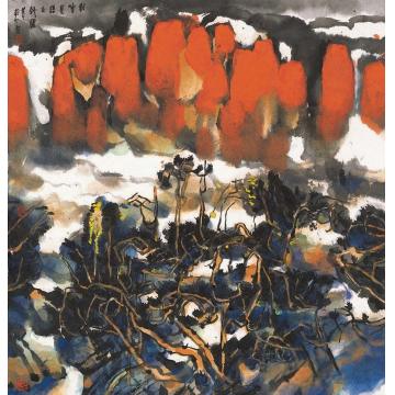 庄小尖国画山水红河谷之一字画之家