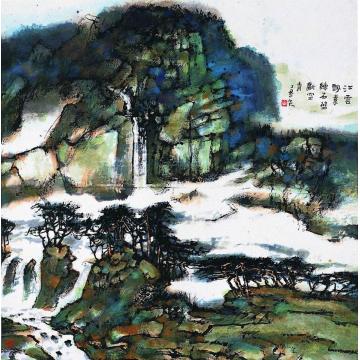 庄小尖国画山水江云飘素练字画之家
