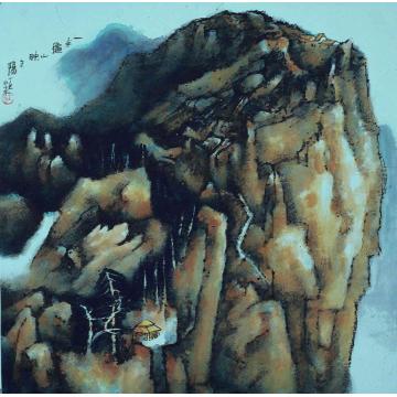 庄小尖国画山水一半秋山映夕阳字画之家